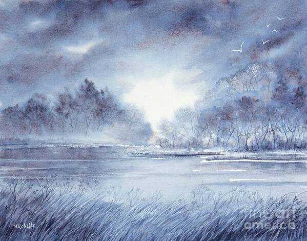 Winter On The Pond Poster featuring the painting Winter on the Pond by Michelle Constantine