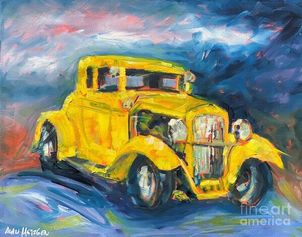 Hot Rod Poster featuring the painting Yellow Jacket by Alan Metzger