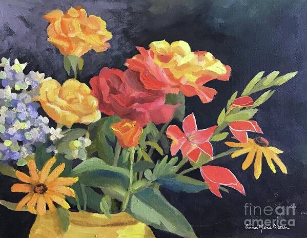 Roses Poster featuring the painting Yellow Roses by Anne Marie Brown