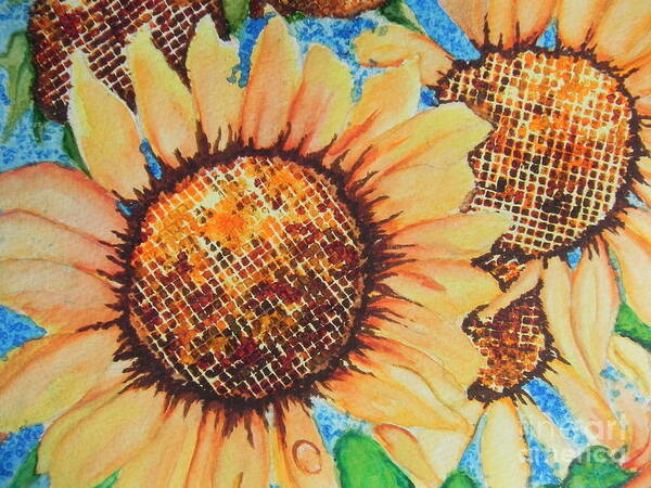 Fine Art Painting Poster featuring the painting Abstract Sunflowers #1 by Chrisann Ellis