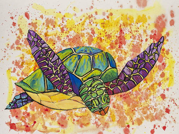 Animal Poster featuring the painting Hawaiian Sea Turtle #1 by Darice Machel McGuire