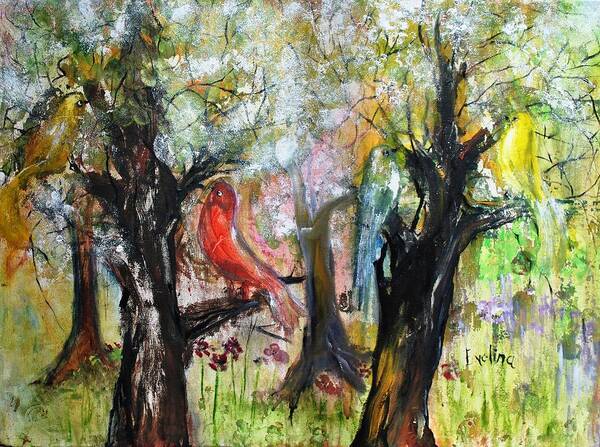 Birds Poster featuring the painting In the Woods #1 by Evelina Popilian