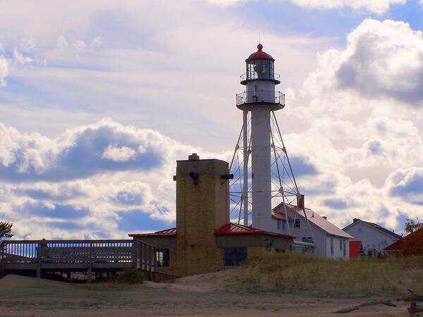 Lighthouse Poster featuring the photograph Lighthouse at Whitefish Point in Michigan #1 by Kathleen Luther