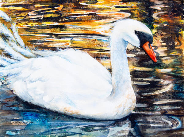 Swan Poster featuring the painting Prince of Swans #1 by Patricia Allingham Carlson