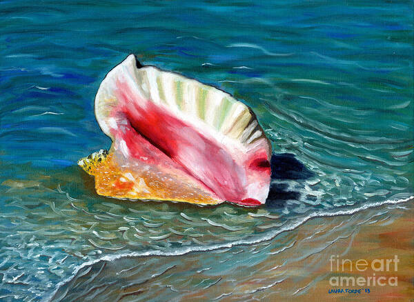 Seascape Poster featuring the painting The Seashell by Laura Forde