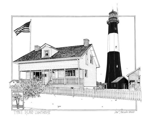 Tybee Island Lighthouse Poster featuring the drawing Tybee Island Lighthouse by Ira Shander