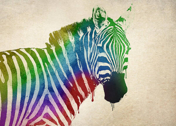 Zebra Poster featuring the digital art Zebra #1 by Aged Pixel