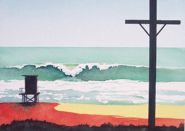 Surf Poster featuring the painting 14th Street Huntington Beach by Philip Fleischer