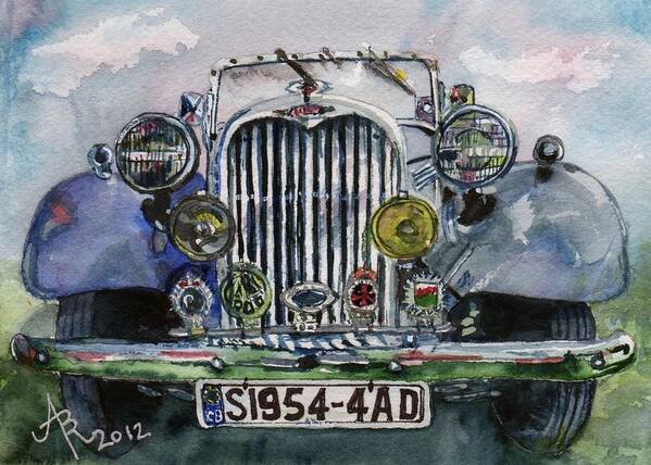 Singer Poster featuring the painting 1954 Singer Car 4 ADT Roadster by Anna Ruzsan