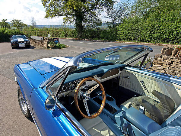 Ford Mustang Poster featuring the photograph 1966 Convertible Mustang on Tour in the Cotswolds by Gill Billington