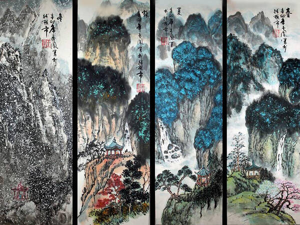 Four Seasons Poster featuring the photograph Four Seasons in Harmony #1 by Yufeng Wang