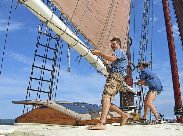 Schooner Poster featuring the photograph Teamwork by Ann Horn