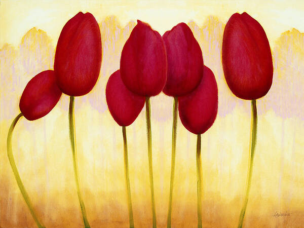 Beautiful Poster featuring the painting Tulips are People XV h by Jerome Lawrence