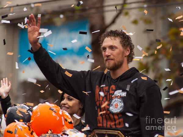 San Francisco Poster featuring the photograph 2014 World Series Champions San Francisco Giants Dynasty Parade Hunter Pence 5D29764 by Wingsdomain Art and Photography