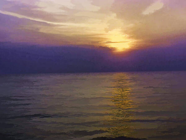 Arabian Sea Poster featuring the digital art View of sunset through clouds #4 by Ashish Agarwal