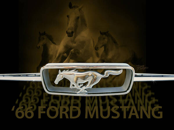 '66 Ford Mustang By Doug Kreuger Poster featuring the digital art '66 Ford Mustang #66 by Doug Kreuger