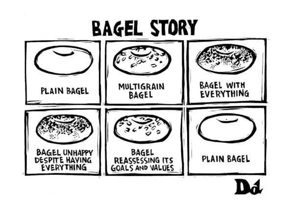 Bagel Story Poster featuring the drawing New Yorker January 28th, 2008 by Drew Dernavich