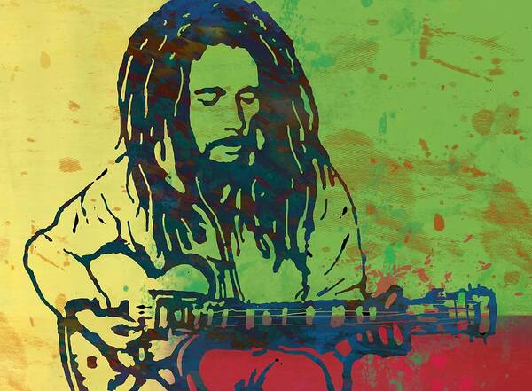 Bob Marley Art Drawing Sketch Portrait Poster featuring the drawing Bob Marley stylised pop art drawing potrait poser #9 by Kim Wang