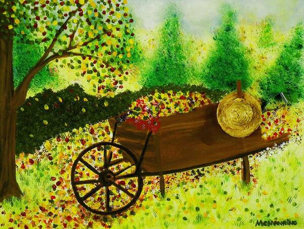 Autumn Leaves Poster featuring the painting A Barrel Full Of Fun by Celeste Manning
