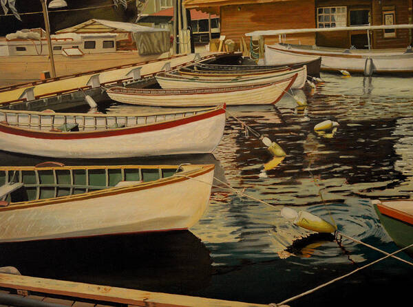 Boats Poster featuring the painting A Day at Center For Wooden Boats by Thu Nguyen