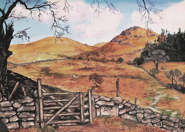 Hills Poster featuring the painting A Day In the Country by SophiaArt Gallery