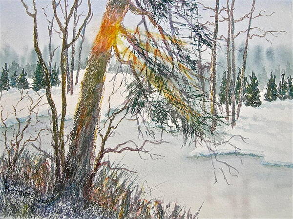 Watercolor Poster featuring the painting A Slice of Winter Sunshine by Carolyn Rosenberger