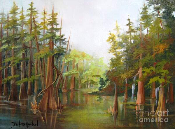 Cypress Trees Poster featuring the painting A Sunny Day by Barbara Haviland