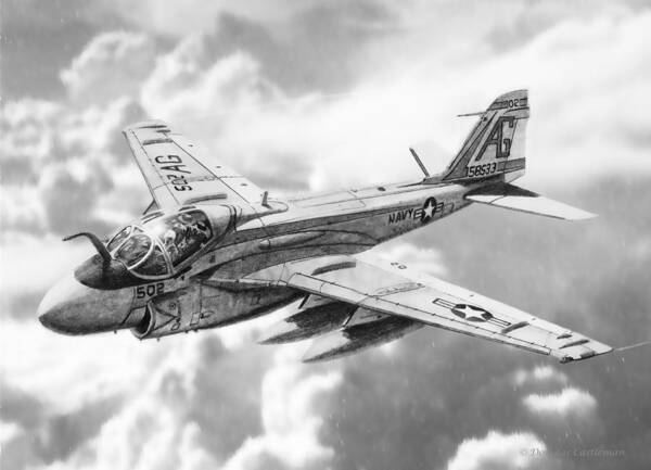 Air Force Poster featuring the drawing A6 Intruder by Douglas Castleman