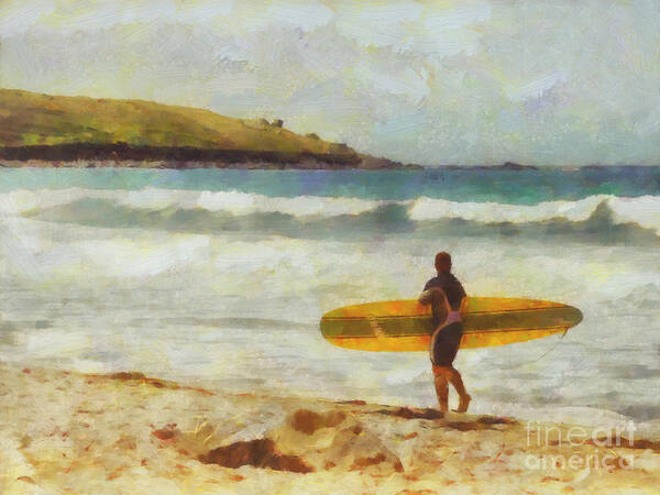 Fine Art Poster featuring the painting About to surf by Pixel Chimp