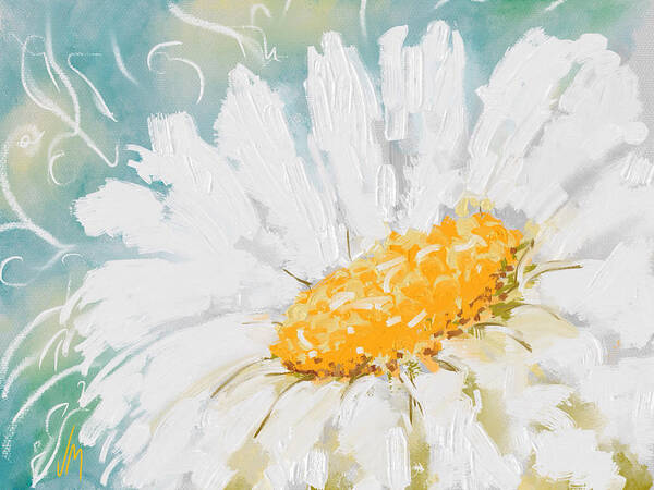 Daisy Poster featuring the painting Abstract daisy by Veronica Minozzi