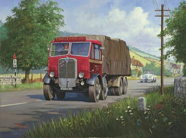 Lorry Poster featuring the painting AEC Mammoth Major in Devon by Mike Jeffries