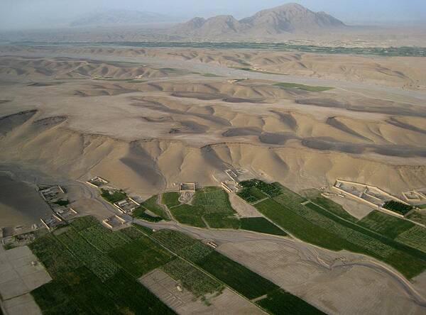 Afghanistan Poster featuring the photograph Afghan village from the air in Helmand Province by Jetson Nguyen