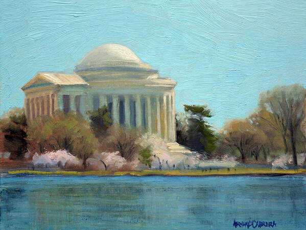 Jefferson Memorial Poster featuring the painting Afternoon Light Jefferson Memorial by Armand Cabrera
