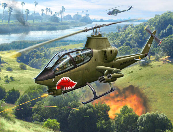 Ah-1 Poster featuring the digital art AH-1G Huey Cobra  The Cobras Venom by Stu Shepherd