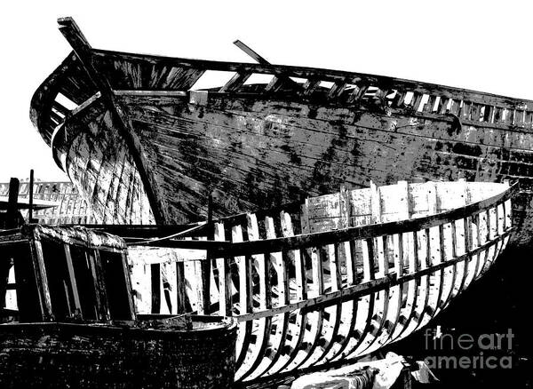 Black And White Poster featuring the photograph Alexandria Egypt - Boat Construction by Jacqueline M Lewis