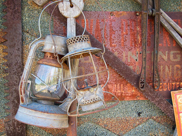 Still Life Poster featuring the photograph Antique Kerosene Lamps by Mary Lee Dereske