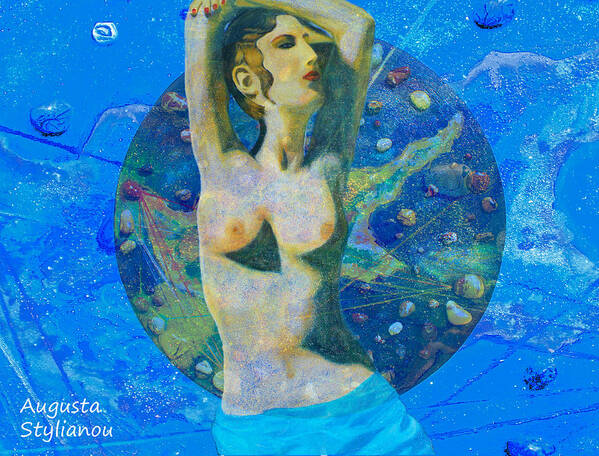 Modern Map Poster featuring the digital art Aphrodite and Cyprus Map by Augusta Stylianou