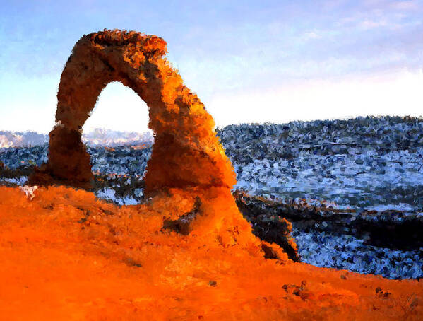 Utah Poster featuring the painting Arch in Utah a la Neo-pointillism by Bruce Nutting