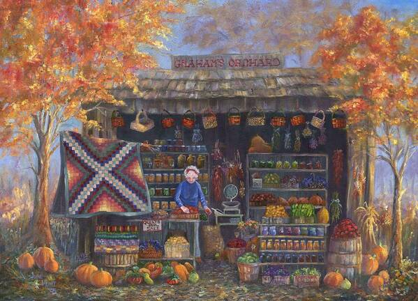 Landscape Poster featuring the painting Autumn in the Ozarks by June Hunt