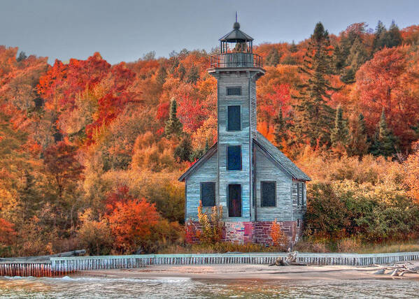 Autumn Poster featuring the photograph Autumn Lighthouse by Patricia Dennis