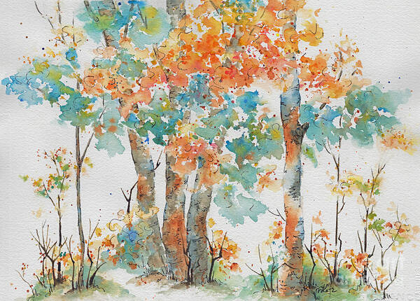 Impressionism Poster featuring the painting Autumn Woods Deep Woods by Pat Katz