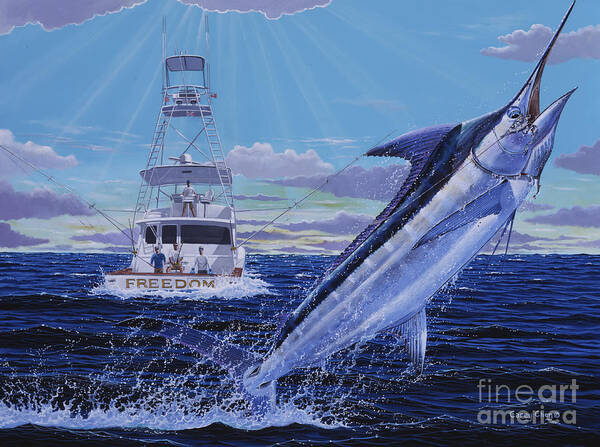 Marlin Poster featuring the painting Back Her Down Off00126 by Carey Chen