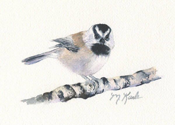 Birds Poster featuring the painting Backyard Busybody - Mountain Chickadee by Marsha Karle