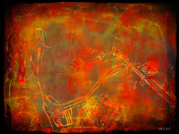  Motorcycle Mixed Media Poster featuring the painting Bad Dreams by Mayhem Mediums