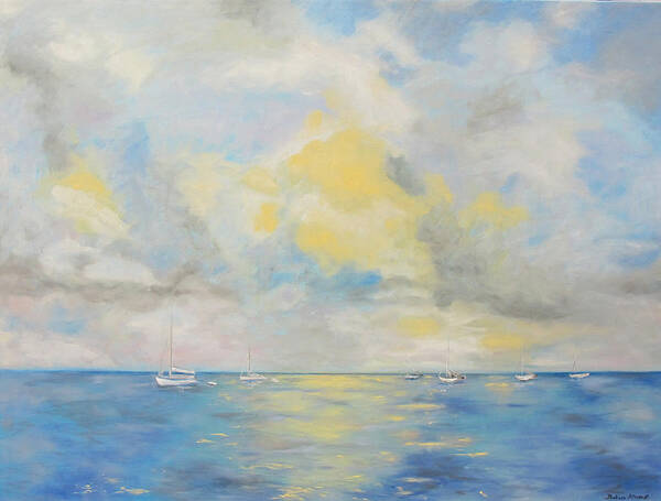 Seascape Poster featuring the painting Bahamian Skies by Barbara Anna Knauf