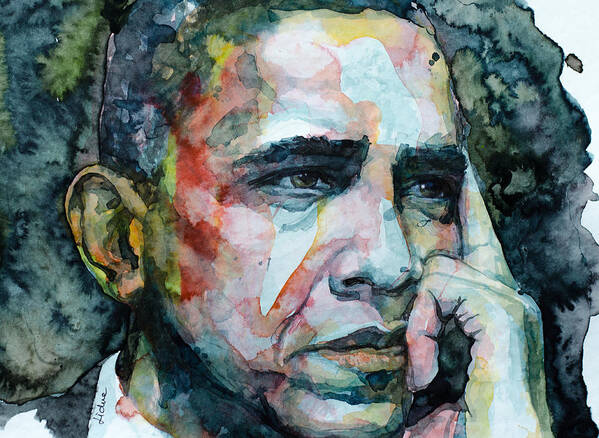Obama Poster featuring the painting Barack by Laur Iduc