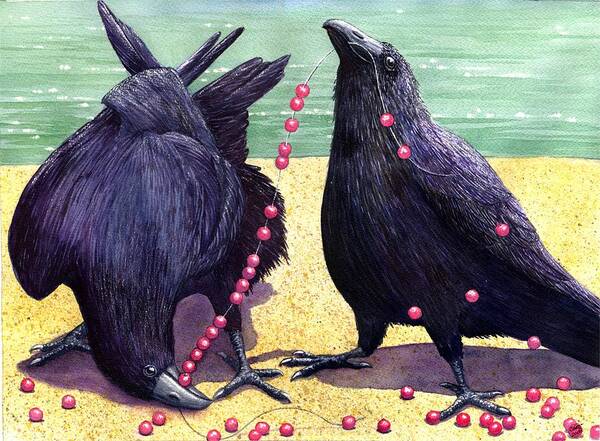 Raven Poster featuring the painting Baubles by Catherine G McElroy