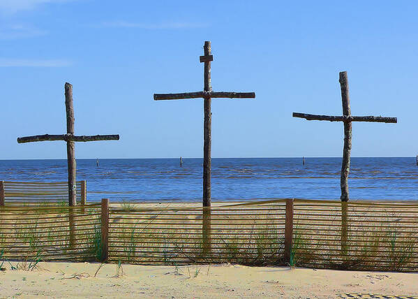 Beach Crosses Poster featuring the photograph Beach Crosses by Kathy K McClellan