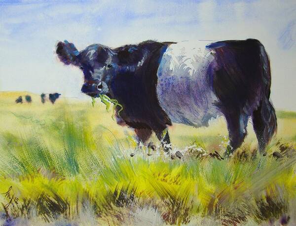 Cow Poster featuring the painting Belted Galloway Cow #2 by Mike Jory