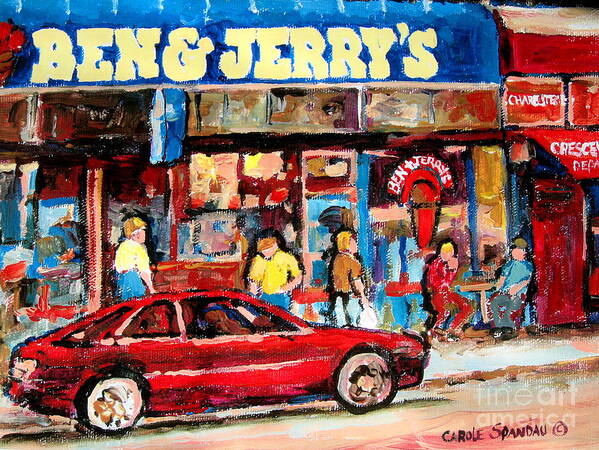 Cafescenes Poster featuring the painting Ben And Jerrys Ice Cream Parlor by Carole Spandau
